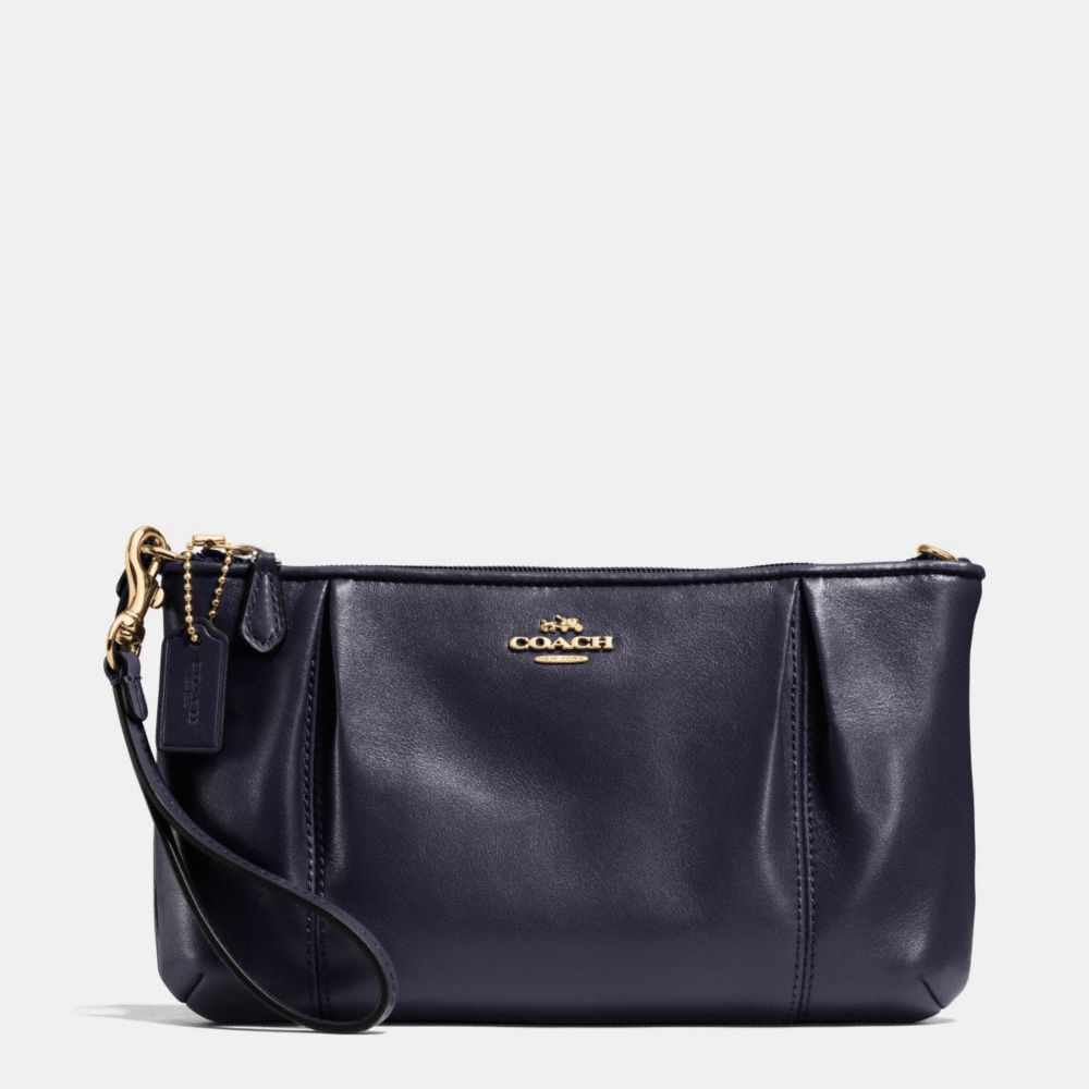 COACH F64369 COLETTE ZIP TOP WRISTLET IN CALF LEATHER LIGHT-GOLD/MIDNIGHT