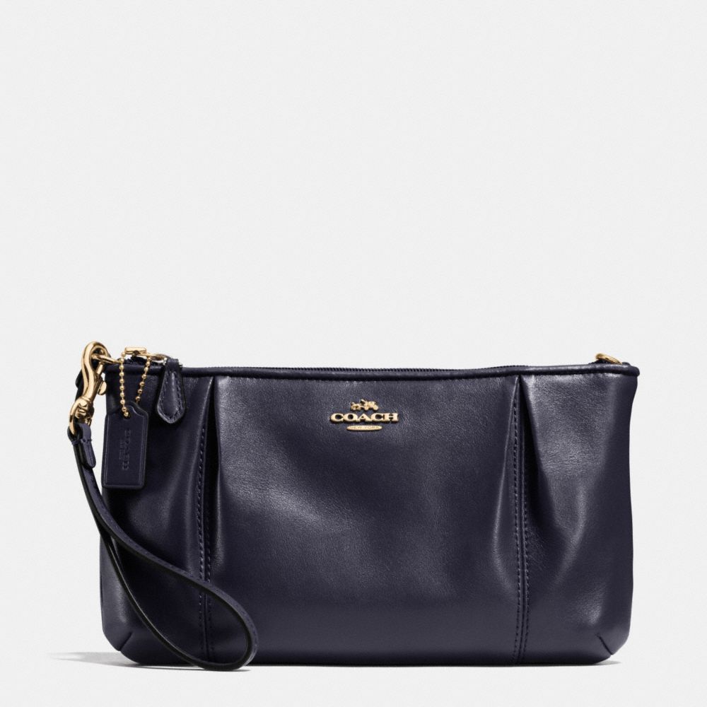 COACH f64369 COLETTE ZIP TOP WRISTLET IN CALF LEATHER LIGHT GOLD/MIDNIGHT