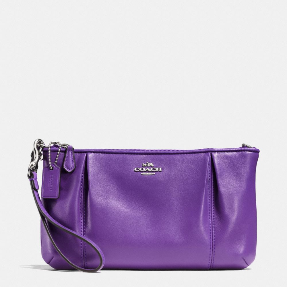 COACH COLETTE ZIP TOP WRISTLET IN CALF LEATHER - SILVER/PURPLE IRIS - f64369