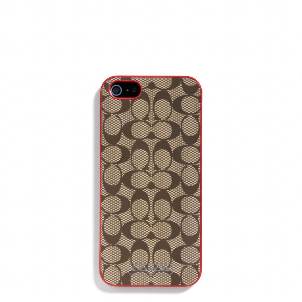 COACH f64397 SIGNATURE IPHONE 5 CASE KHAKI/VERMILLION