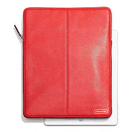COACH F64437 PARK LEATHER NORTH/SOUTH TABLET SLEEVE SILVER/VERMILLION