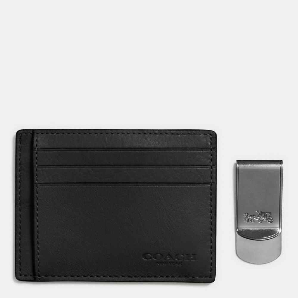 COACH f64453 ID CARD CASE AND MONEY CLIP GIFT BOX BLACK