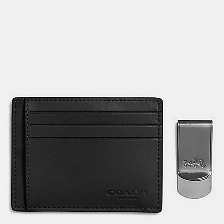COACH ID CARD CASE AND MONEY CLIP GIFT BOX - BLACK - f64453
