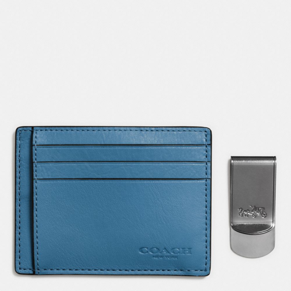ID CARD CASE AND MONEY CLIP GIFT BOX - SLATE - COACH F64453