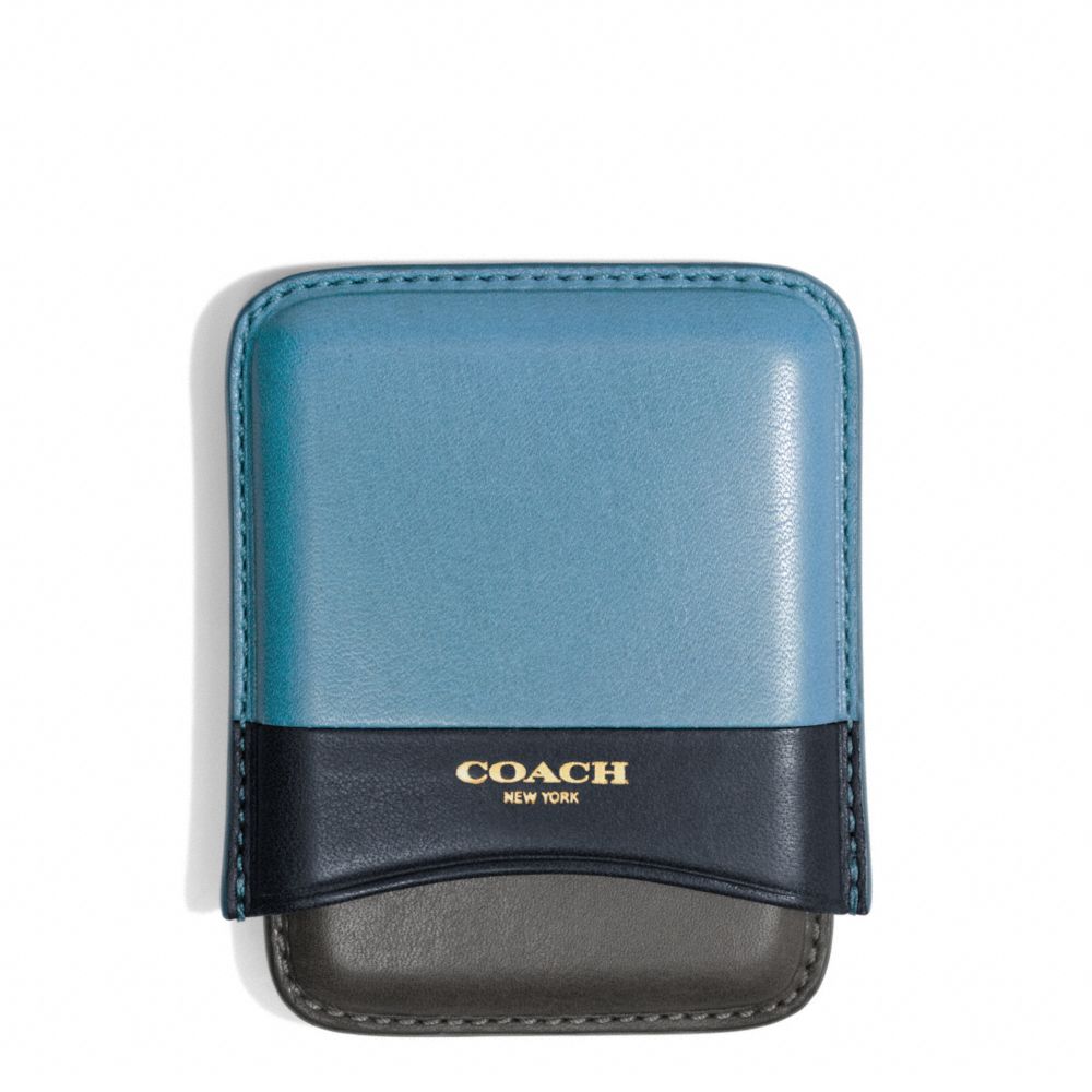 COACH F64542 Bleecker Colorblock Leather Molded Card Case  CADET/DARK ROYAL