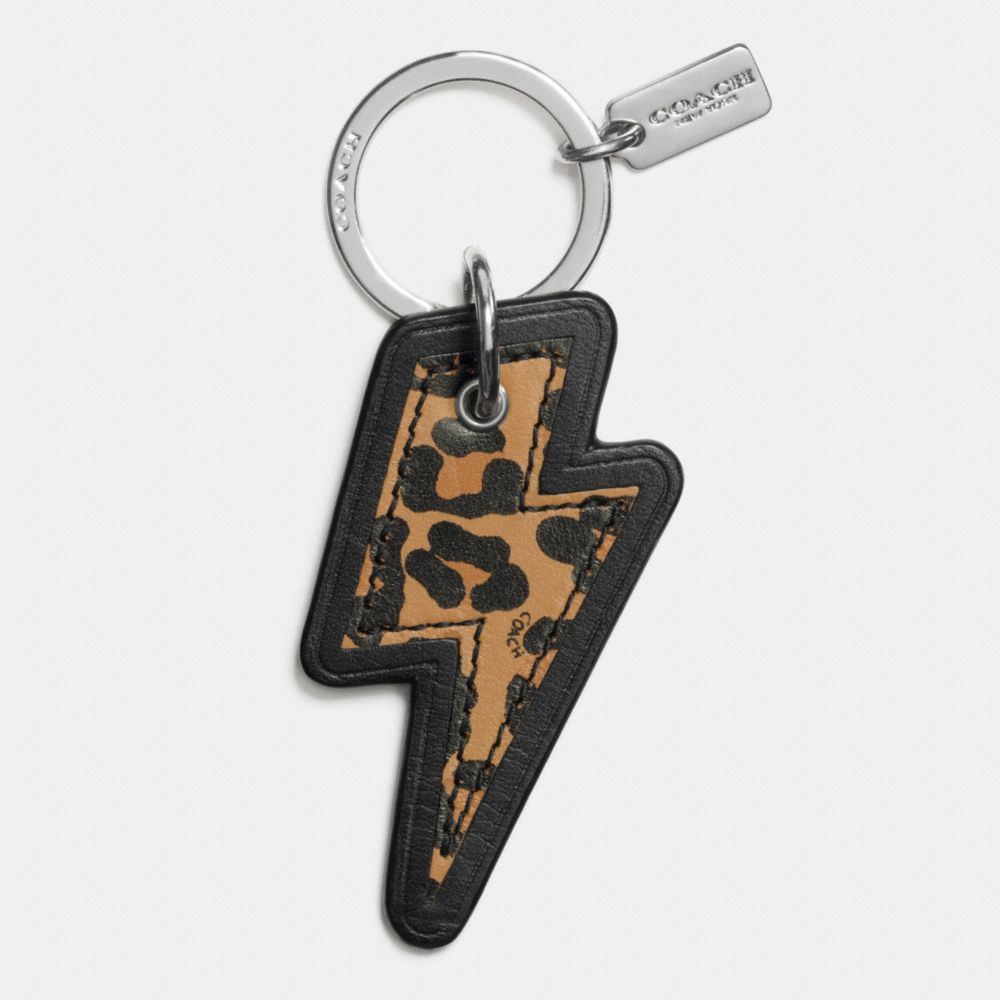 OCELOT THUNDERBOLT KEY RING - SILVER/NATURAL MULTI - COACH F64579