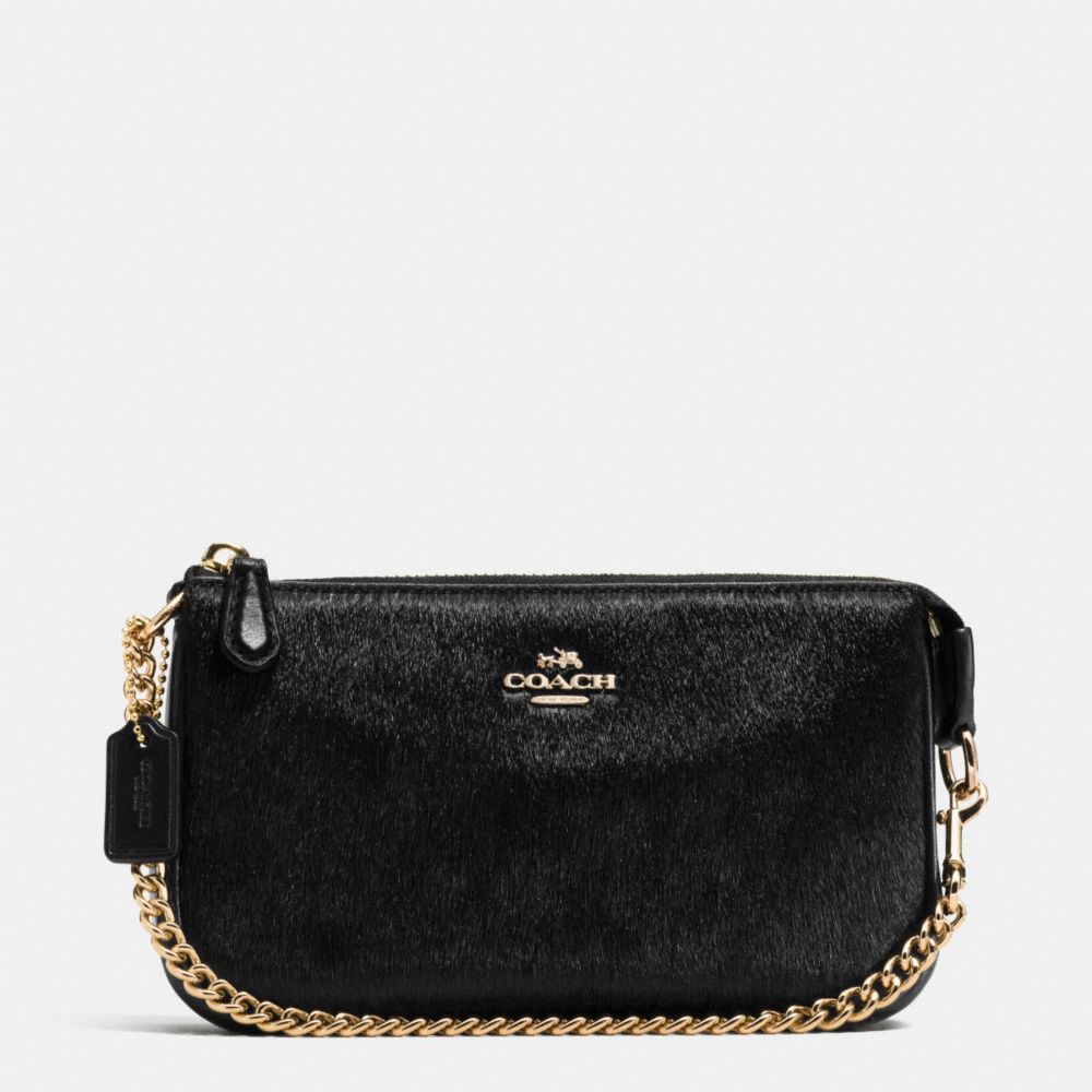 COACH LARGE WRISTLET 19 IN HAIRCALF - IMITATION GOLD/BLACK - F64583