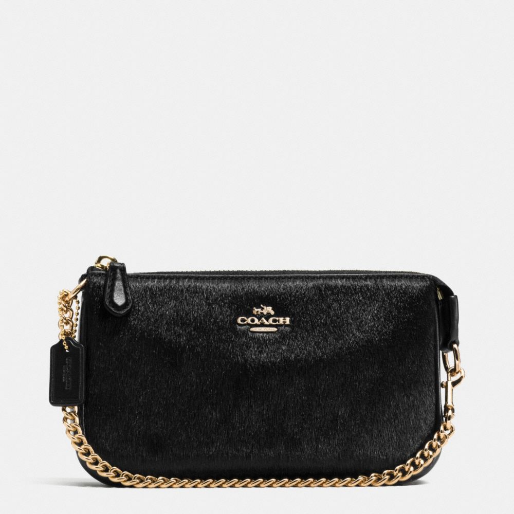 COACH LARGE WRISTLET 19 IN HAIRCALF - IMITATION GOLD/BLACK - f64583