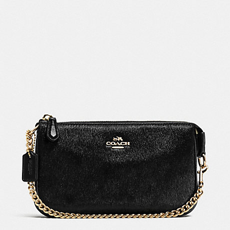 COACH LARGE WRISTLET 19 IN HAIRCALF - IMITATION GOLD/BLACK - f64583