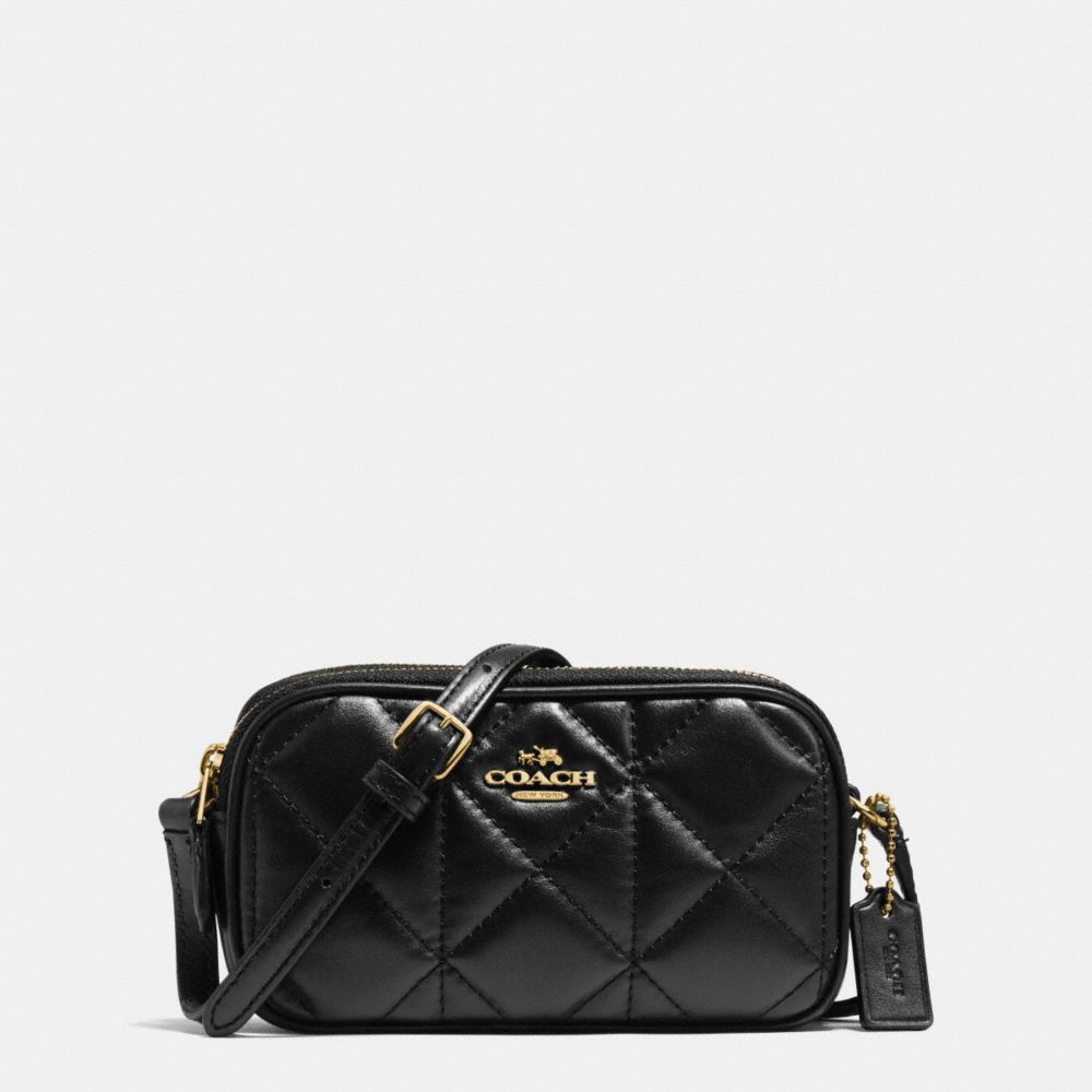 COACH F64614 - CROSSBODY POUCH IN QUILTED LEATHER IMITATION GOLD/BLACK