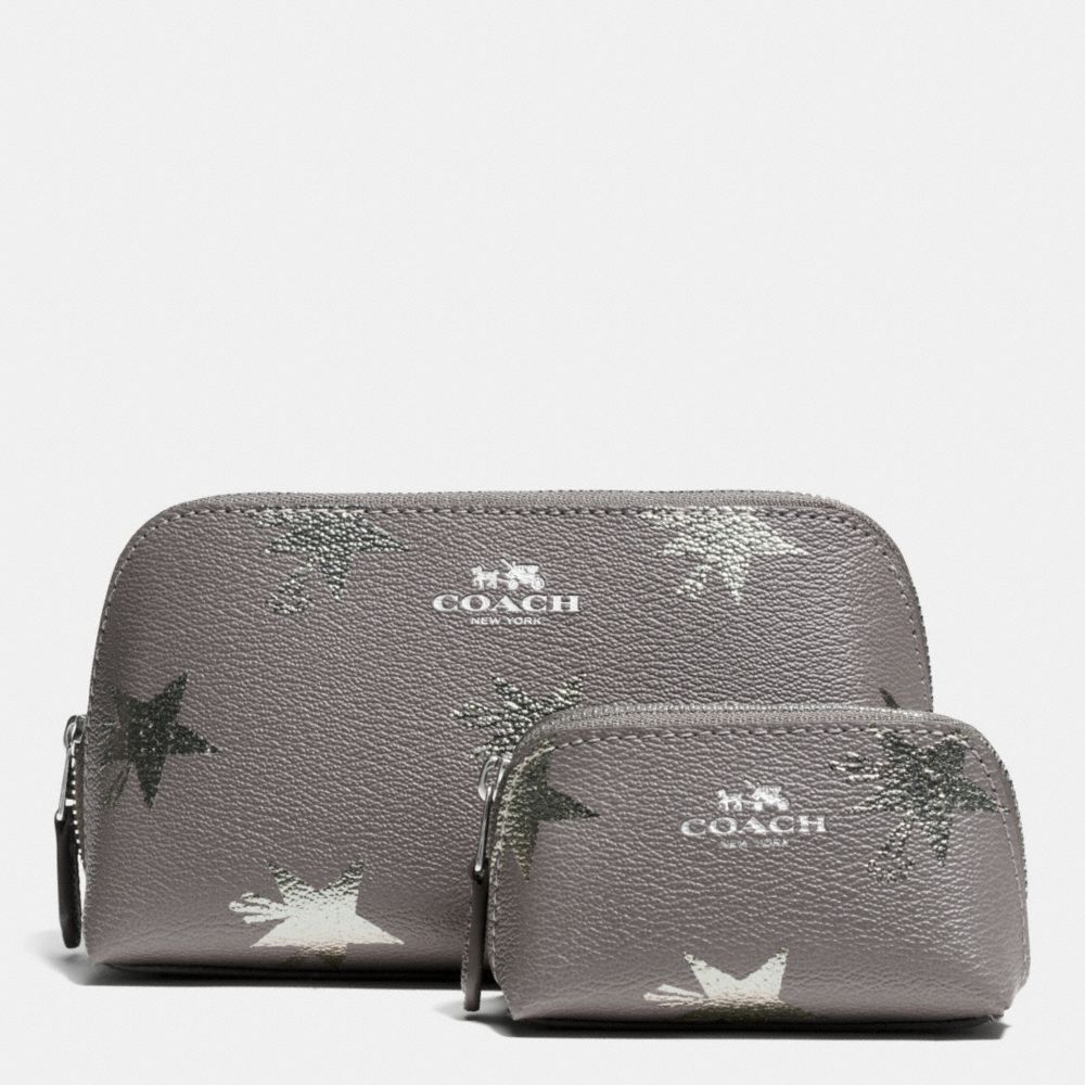 COSMETIC CASE SET IN STAR CANYON PRINT COATED CANVAS - f64644 - SILVER/SILVER