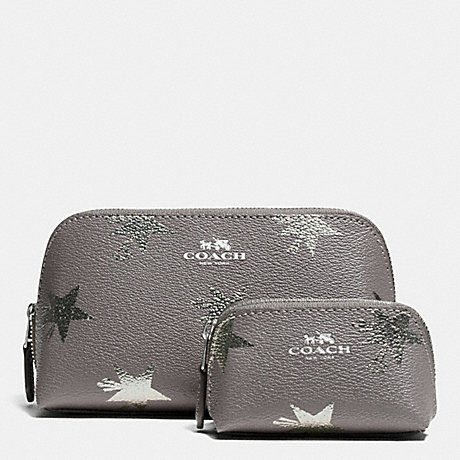 COACH F64644 COSMETIC CASE SET IN STAR CANYON PRINT COATED CANVAS SILVER/SILVER