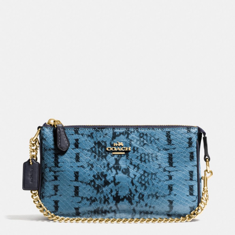 COACH F64712 Nolita Wristlet 19 In Colorblock Exotic Embossed Leather LIGHT GOLD/NAVY