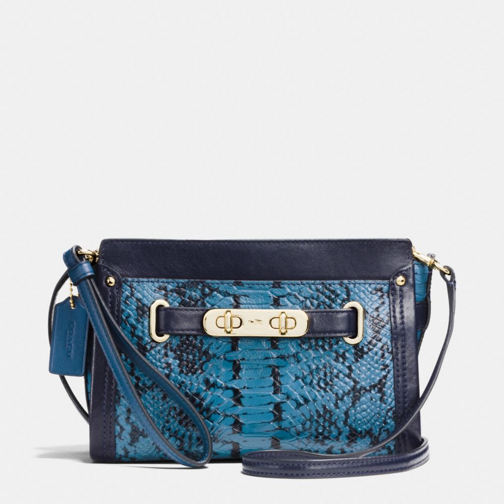 COACH F64731 Coach Swagger Wristlet In Colorblock Exotic Embossed Leather LIGHT GOLD/NAVY