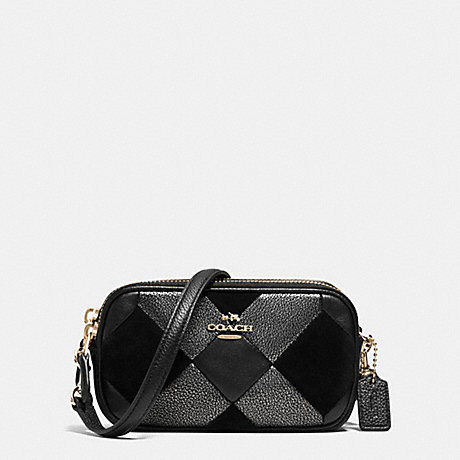 COACH CROSSBODY POUCH IN PATCHWORK LEATHER - LIGHT GOLD/BLACK - f64734
