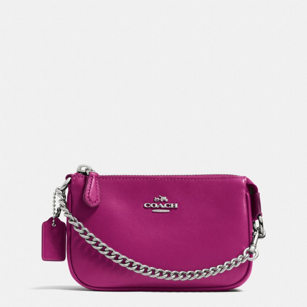 COACH f64791 NOLITA WRISTLET 15 IN LEATHER SILVER/CYCLAMEN