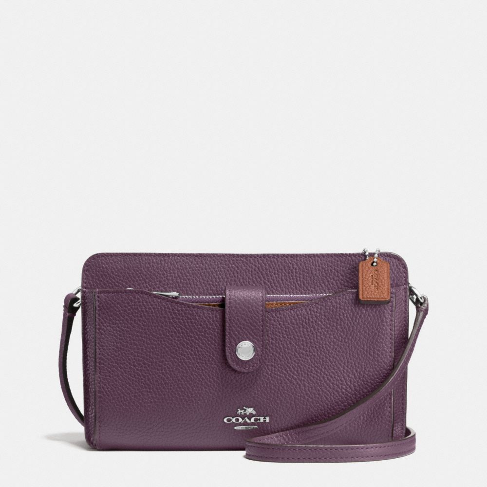 MESSENGER WITH POP-UP POUCH IN COLORBLOCK LEATHER - SILVER/EGGPLANT MULTI - COACH F64798