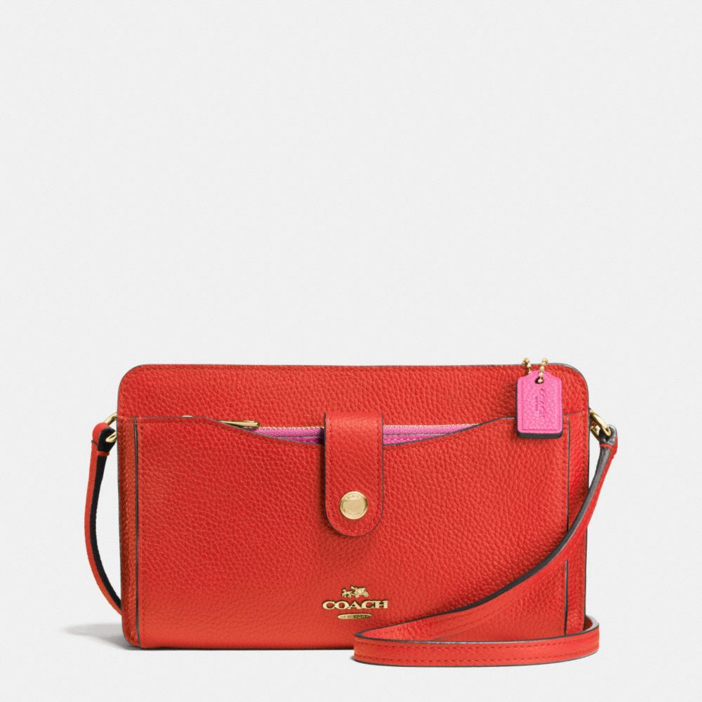 COACH f64798 MESSENGER WITH POP-UP POUCH IN COLORBLOCK LEATHER SILVER/CARMINE/DAHLIA