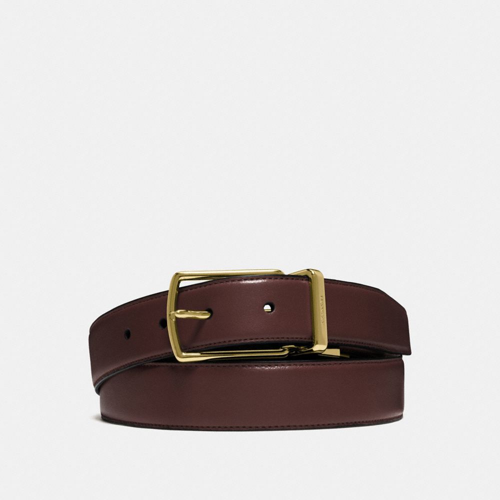 MODERN HARNESS CUT-TO-SIZE REVERSIBLE SMOOTH LEATHER BELT - DARK BROWN/BLACK - COACH F64824