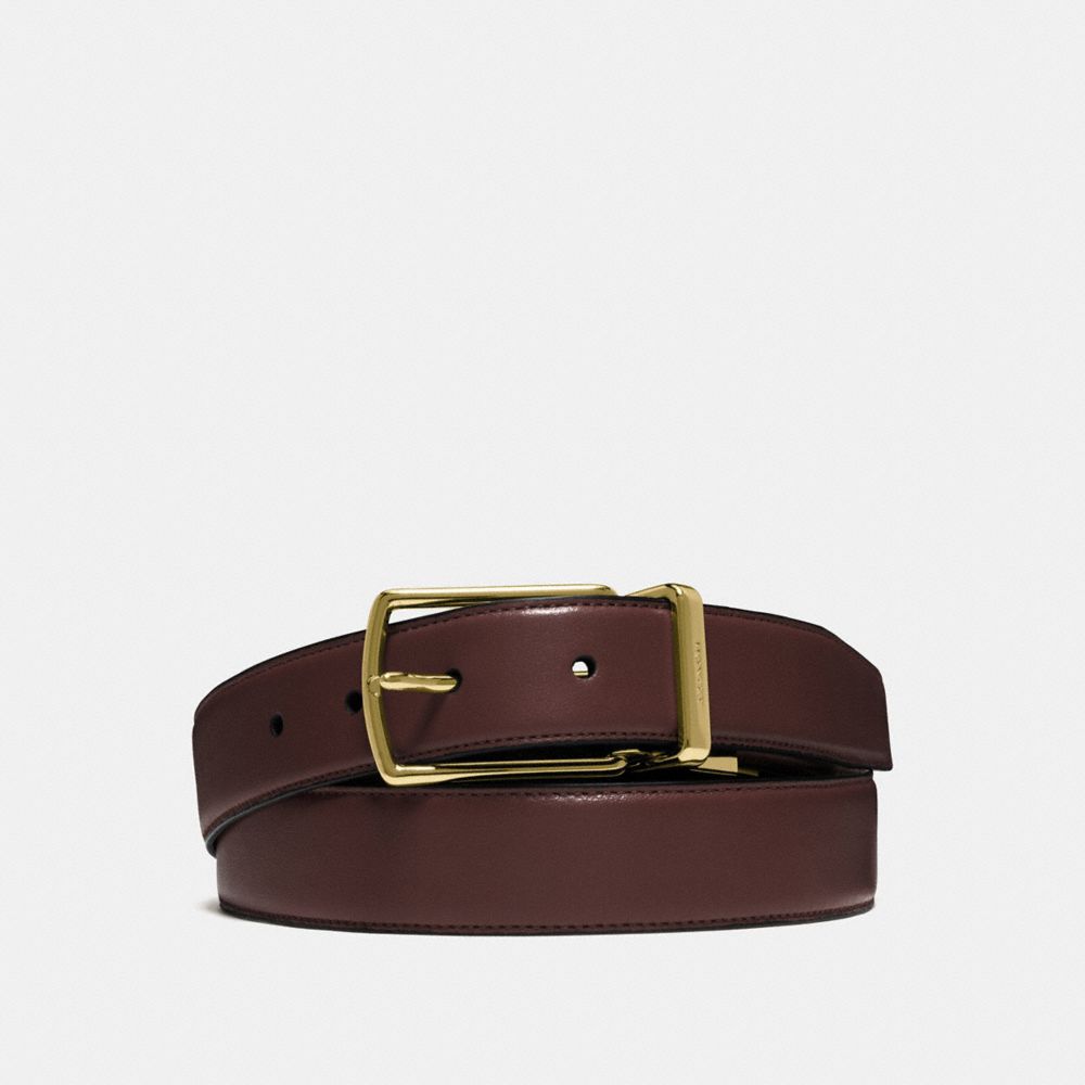 COACH f64824 MODERN HARNESS CUT-TO-SIZE REVERSIBLE SMOOTH LEATHER BELT DARK BROWN/BLACK