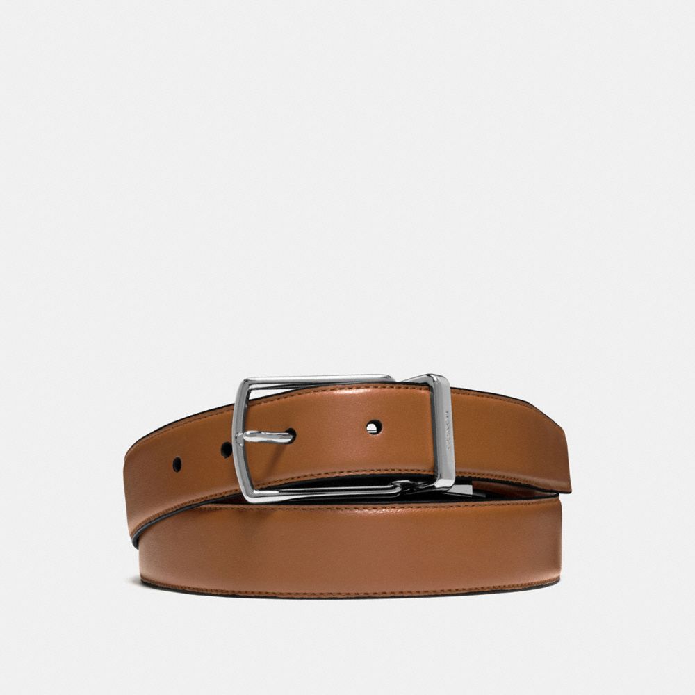 MODERN HARNESS CUT-TO-SIZE REVERSIBLE SMOOTH LEATHER BELT - DARK SADDLE/DARK BROWN - COACH F64824
