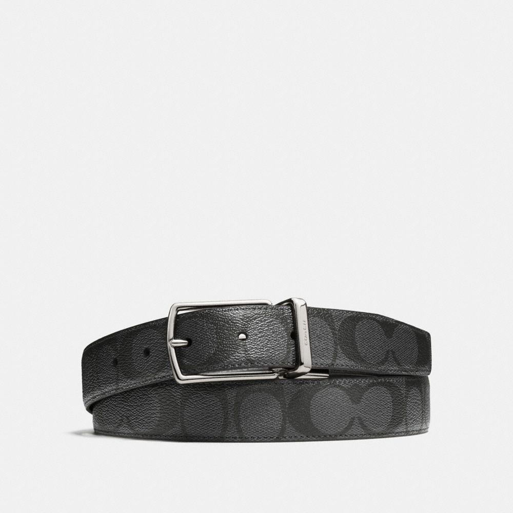 MODERN HARNESS CUT-TO-SIZE REVERSIBLE SIGNATURE COATED CANVAS BELT - COACH f64825 - CHARCOAL/BLACK