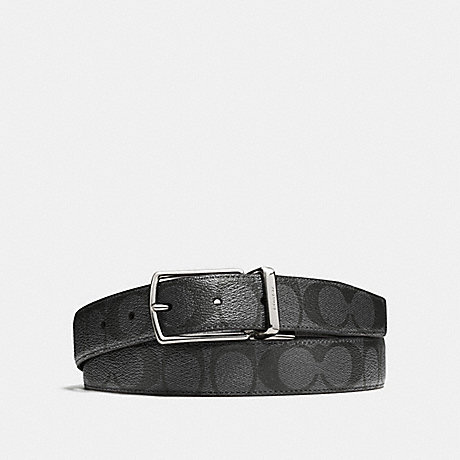 COACH MODERN HARNESS CUT-TO-SIZE REVERSIBLE SIGNATURE COATED CANVAS BELT - CHARCOAL/BLACK - f64825