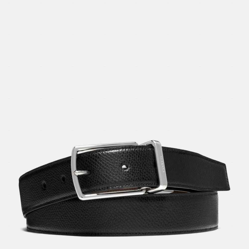 COACH MODERN HARNESS CUT-TO-SIZE REVERSIBLE TEXTURED LEATHER BELT - BLACK/DARK BROWN - F64826