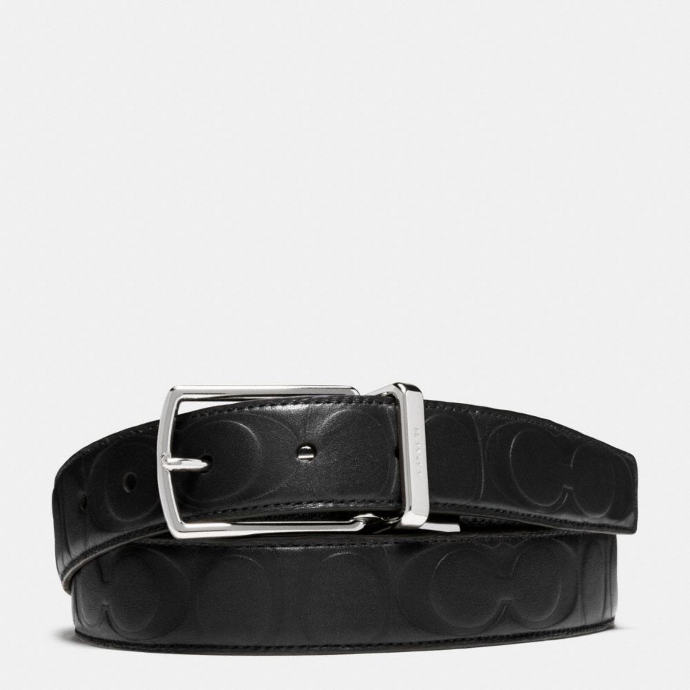 COACH f64827 MODERN HARNESS CUT-TO-SIZE REVERSIBLE SIGNATURE LEATHER BELT BLACK/BLACK