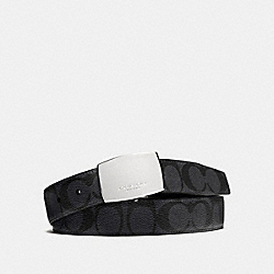 COACH DRESS PLAQUE CUT-TO-SIZE REVERSIBLE SIGNATURE COATED CANVAS BELT - CHARCOAL/BLACK - F64828