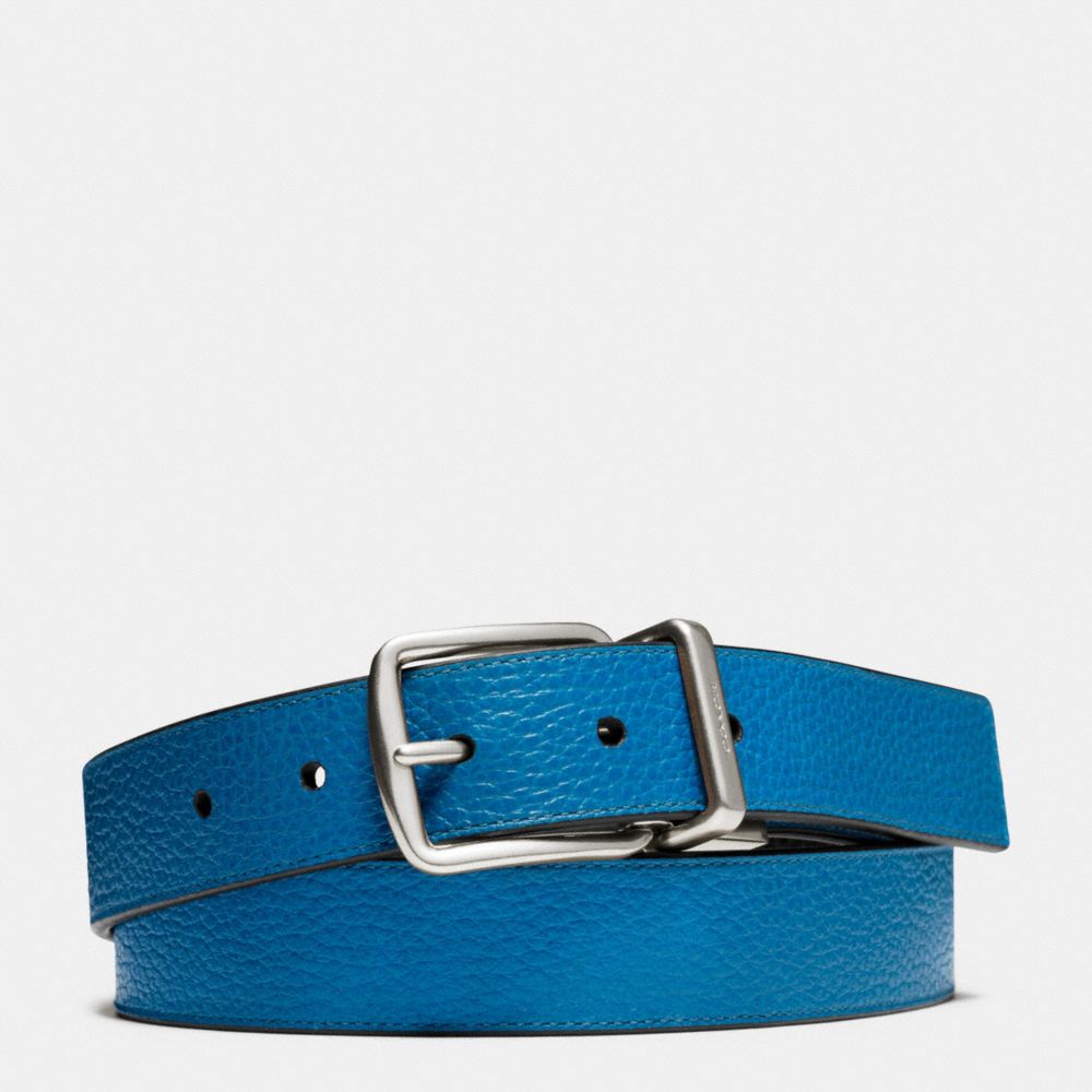 COACH HARNESS CUT-TO-SIZE REVERSIBLE PEBBLE LEATHER BELT - DENIM/BLACK - f64837