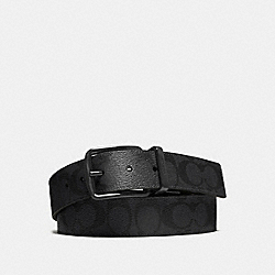 COACH F64839 - WIDE HARNESS CUT-TO-SIZE REVERSIBLE SIGNATURE COATED CANVAS BELT BLACK/BLACK