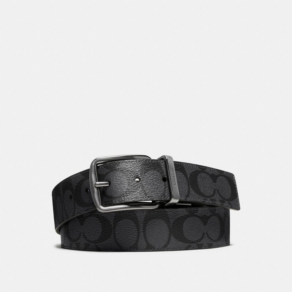 COACH F64839 - WIDE HARNESS CUT-TO-SIZE REVERSIBLE BELT IN SIGNATURE CANVAS CHARCOAL/BLACK