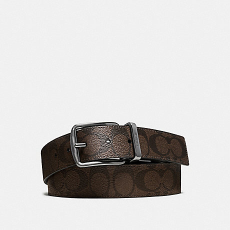 COACH WIDE HARNESS CUT-TO-SIZE REVERSIBLE BELT IN SIGNATURE CANVAS - MAHOGANY/BROWN - F64839