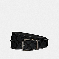 COACH F64839 - WIDE HARNESS CUT-TO-SIZE REVERSIBLE BELT IN SIGNATURE CANVAS CHARCOAL/BLUE MULTI/BLACK ANTIQUE NICKEL
