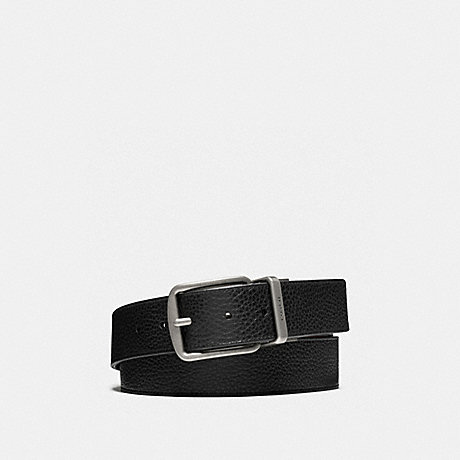 COACH WIDE HARNESS CUT-TO-SIZE REVERSIBLE PEBBLE LEATHER BELT - BLACK/DARK BROWN - f64840
