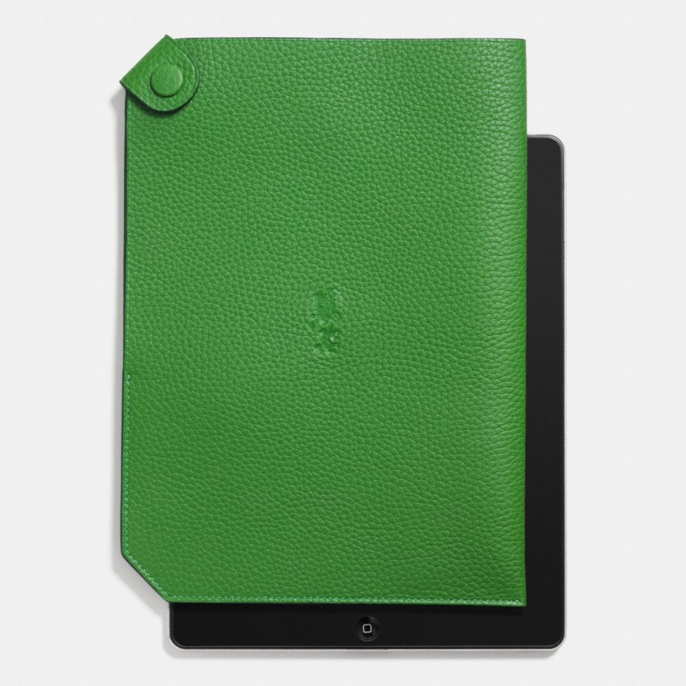 COACH F64893 Ipad Case In Pebble Leather GRASS