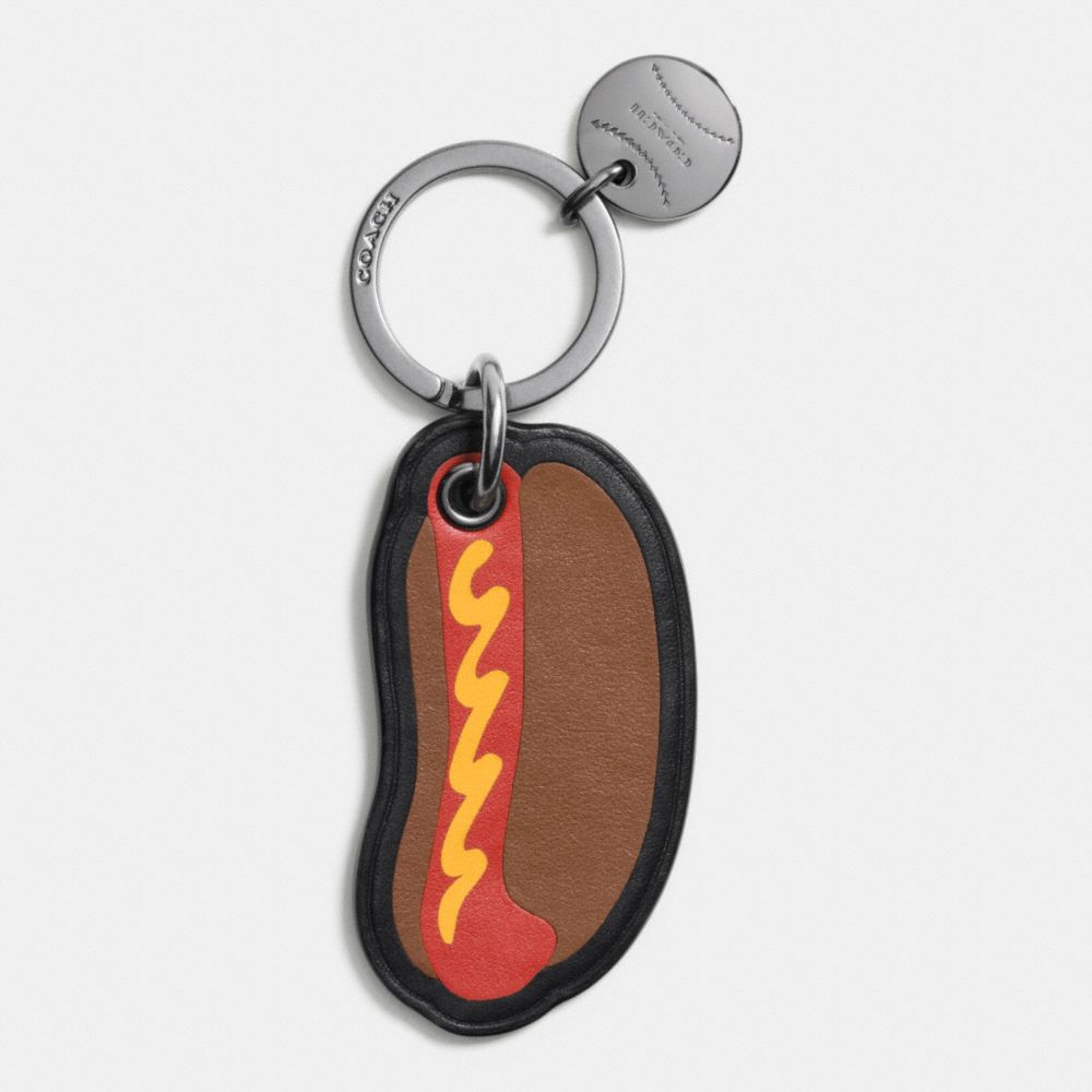 COACH F64932 Modern Varsity Hot Dog Key Ring SADDLE
