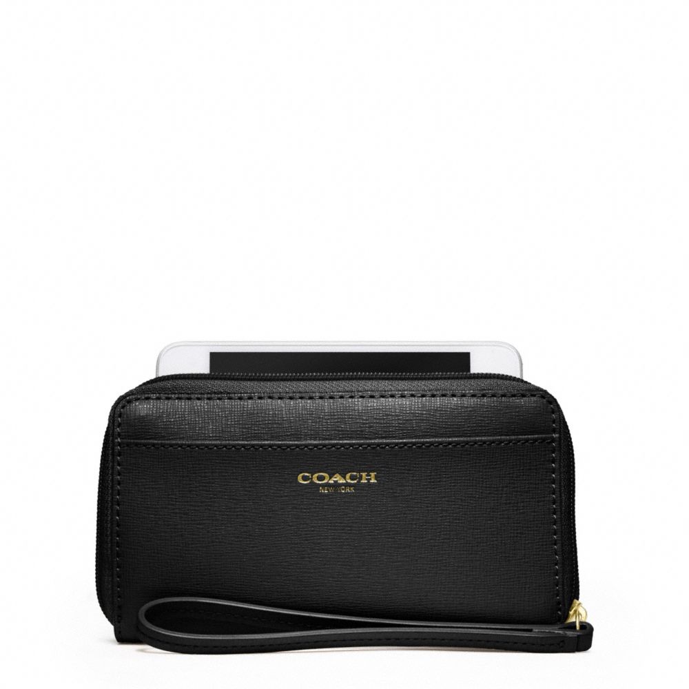 EAST/WEST UNIVERSAL CASE IN SAFFIANO LEATHER - f64976 -  BRASS/BLACK