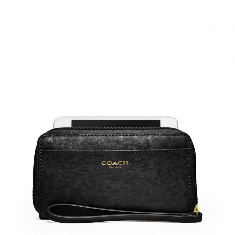 COACH F64976 East/west Universal Case In Saffiano Leather  BRASS/BLACK