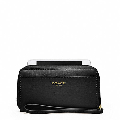 COACH F64976 EAST/WEST UNIVERSAL CASE IN SAFFIANO LEATHER -BRASS/BLACK