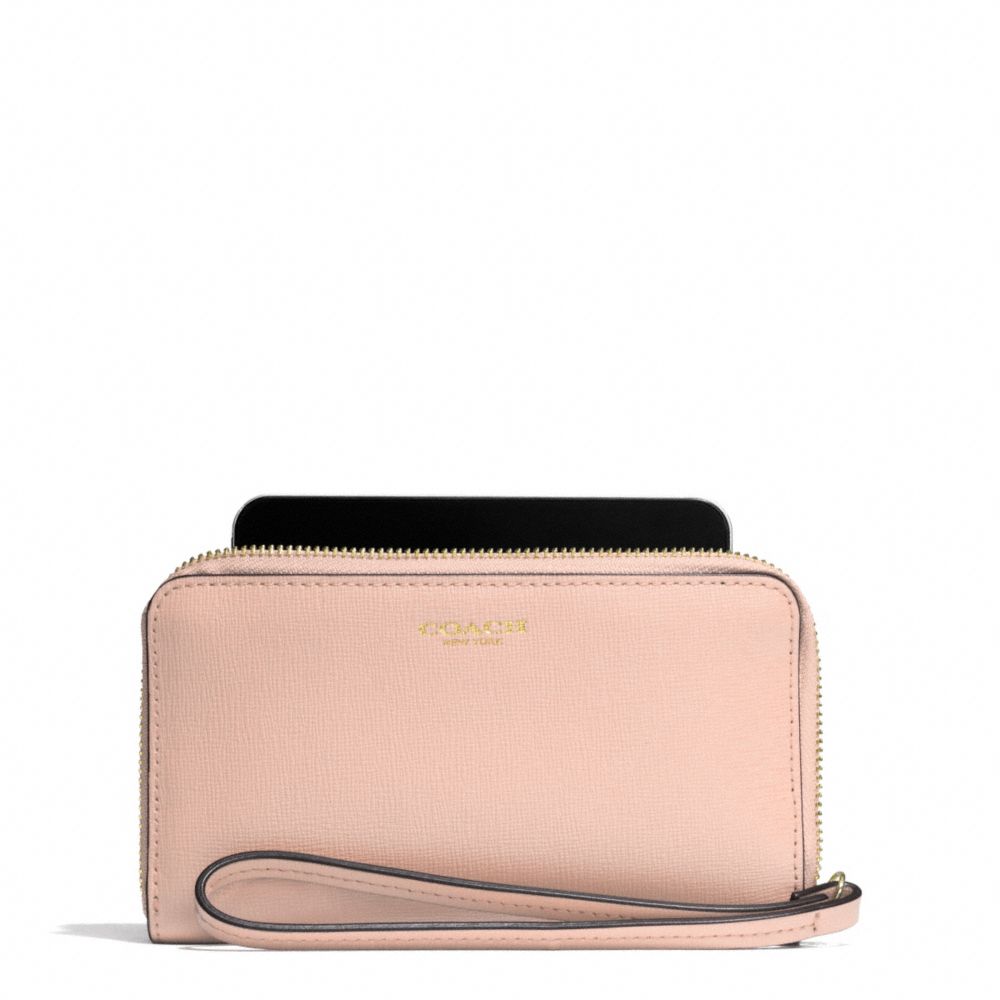 COACH F64976 Saffiano Leather East/west Universal Case LIGHT GOLD/PEACH ROSE