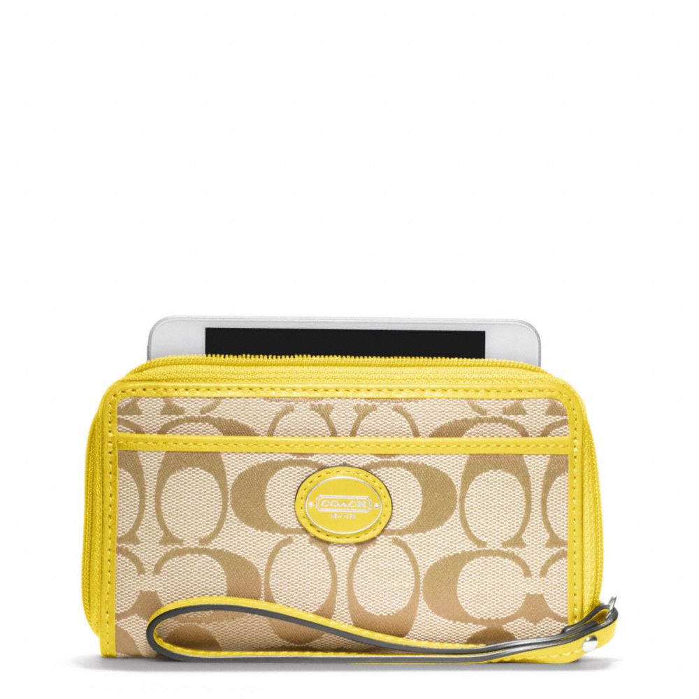 COACH f64997 EAST/WEST UNIVERSAL CASE IN SIGNATURE SILVER/LIGHT KHAKI/LEMON