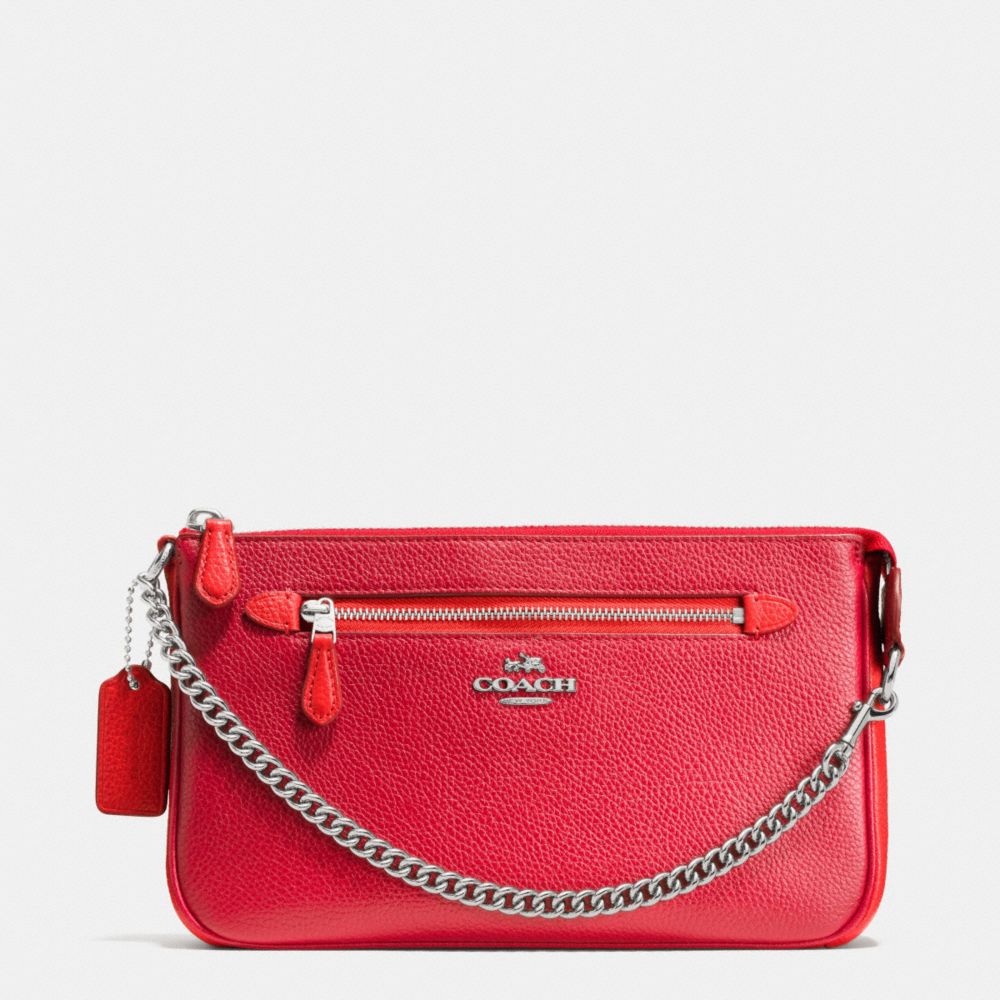 COACH F65015 Nolita Wristlet 24 In Colorblock Leather SILVER/TRUE RED/ORANGE