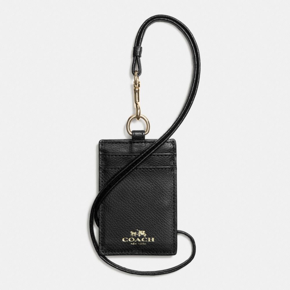 COACH F65067 - LANYARD ID IN CROSSGRAIN LEATHER IMITATION GOLD/BLACK