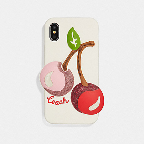 COACH IPHONE X/XS CASE WITH OVERSIZED CHERRY - CHALK MULTI - F65093
