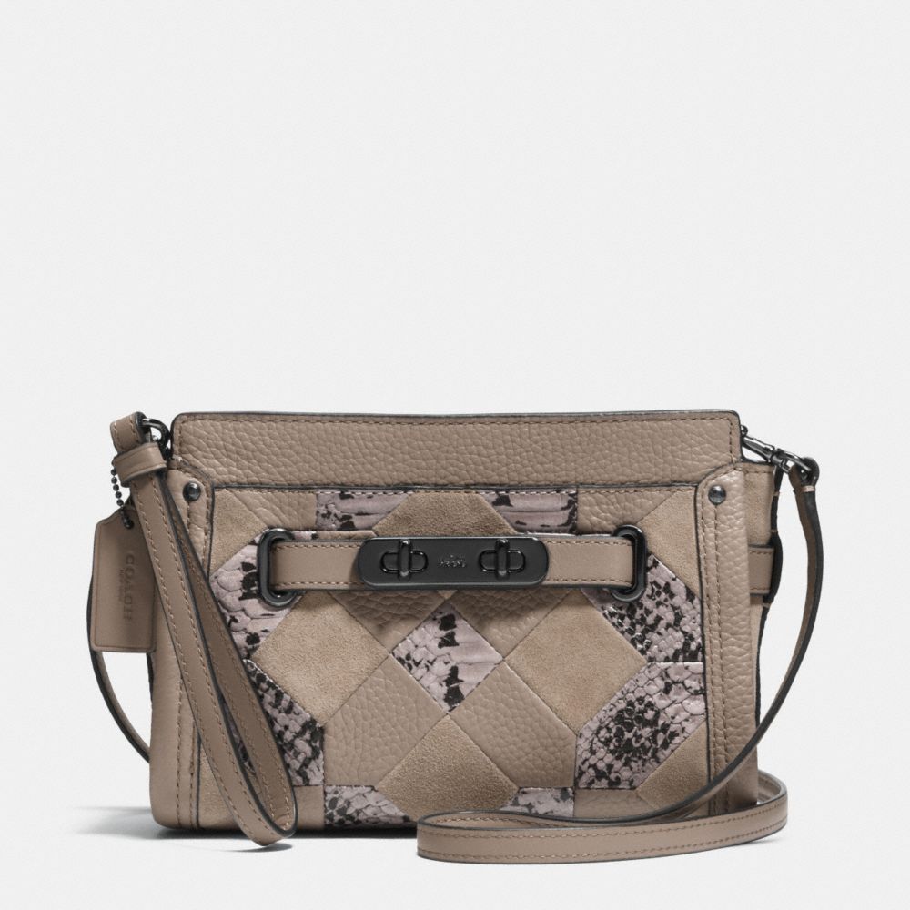 COACH F65140 Coach Swagger Wristlet In Patchwork Exotic Embossed Leather DARK GUNMETAL/FOG