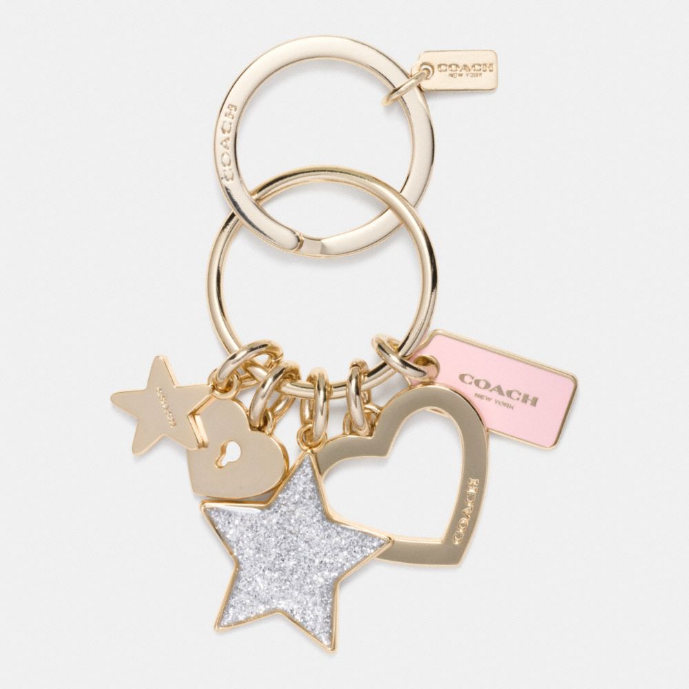 COACH STARS AND HEART KEY RING - GOLD/PETAL - f65166