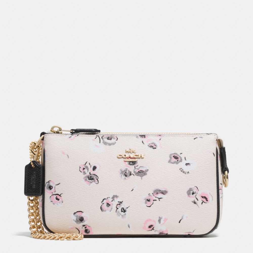 COACH LARGE WRISTLET 19 IN WILDFLOWER PRINT COATED CANVAS - IMITATION GOLD/CHALK MULTI - f65175