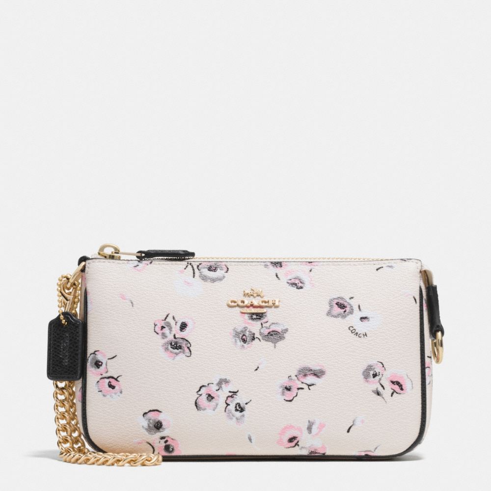 COACH f65175 LARGE WRISTLET 19 IN WILDFLOWER PRINT COATED CANVAS IMITATION GOLD/CHALK MULTI